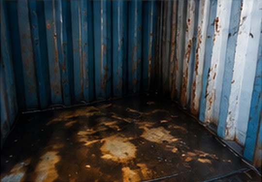 Water-damaged cargo inside a container